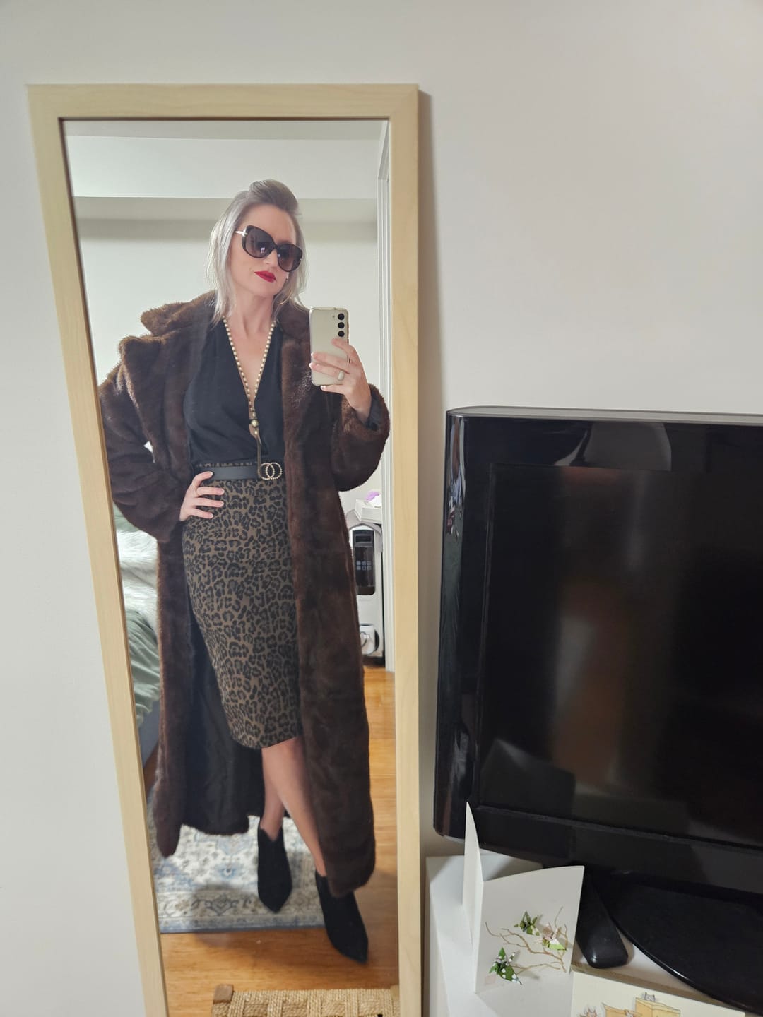 Customer photo review of Lucie Faux Fur Maxi Coat