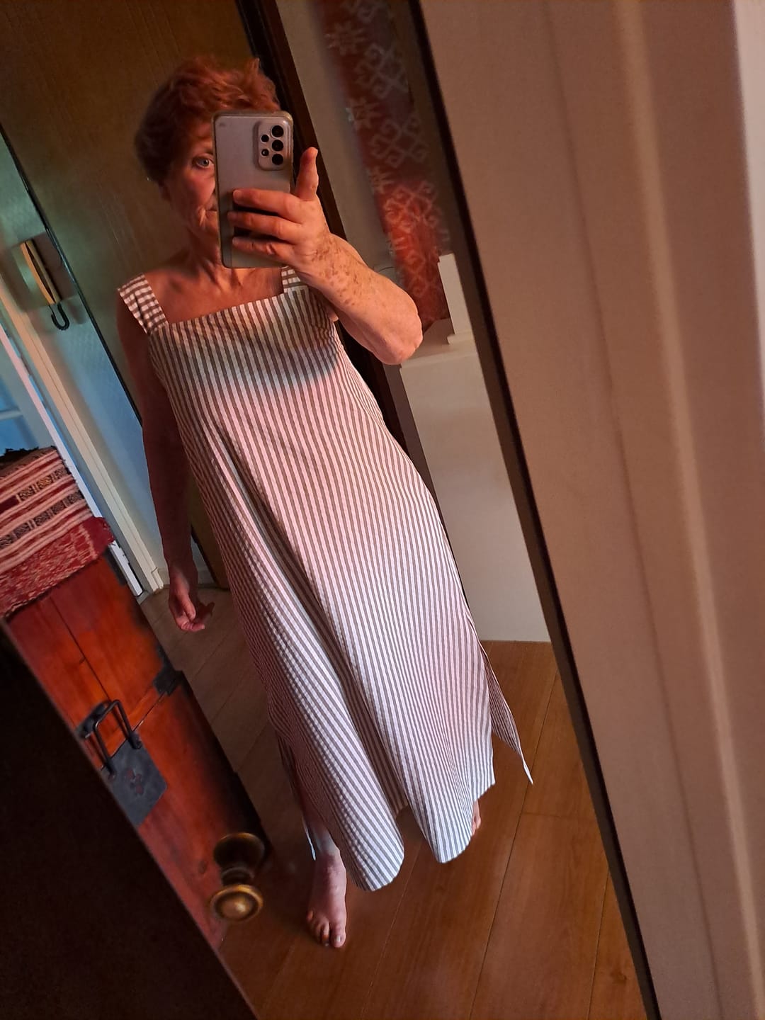 Customer photo review of Robe Sybille — Rayures seersucker rayé kaki