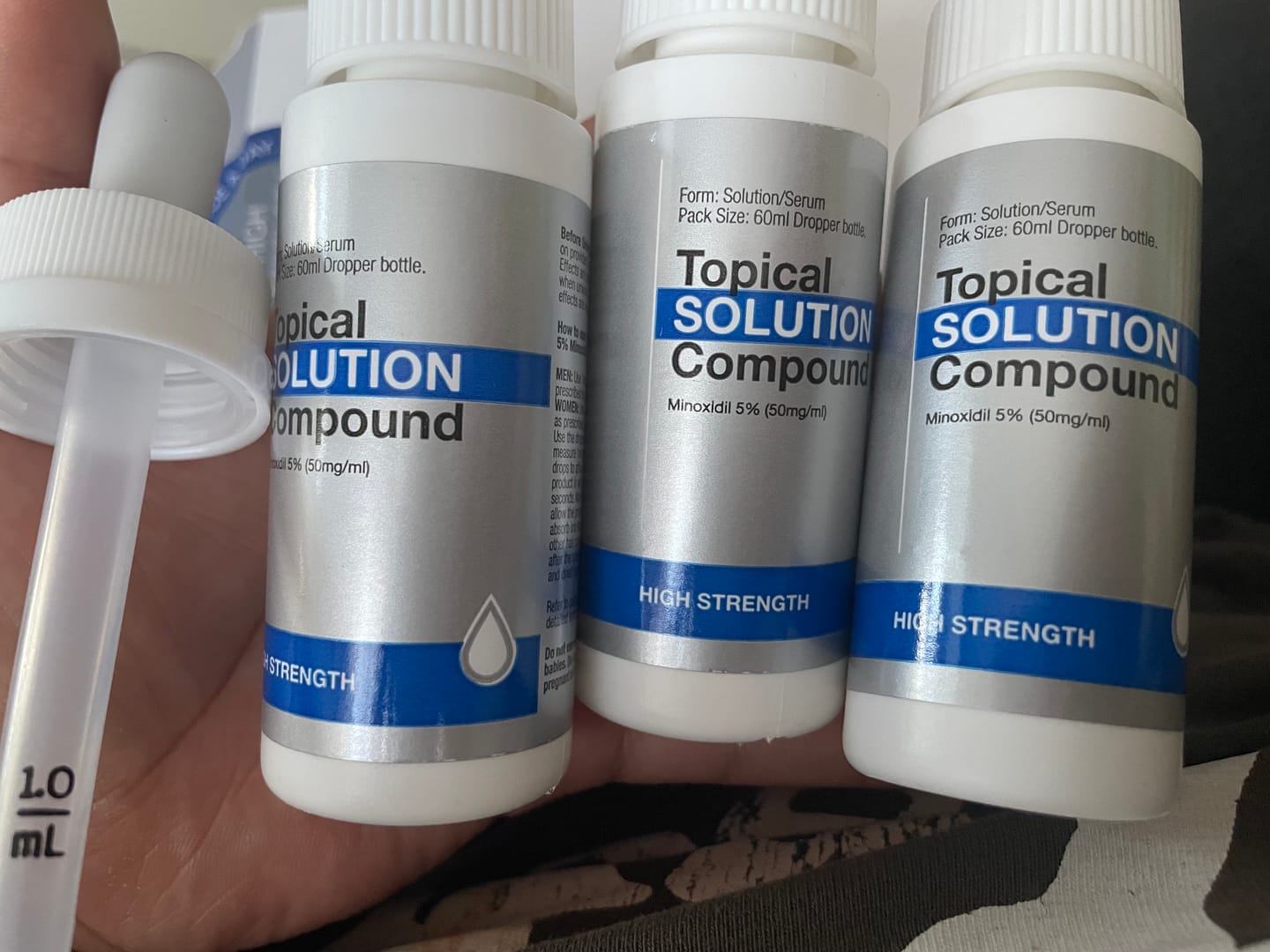 Customer photo review of Minoxidil 5% SOLUTION, 3 x 60ml pack