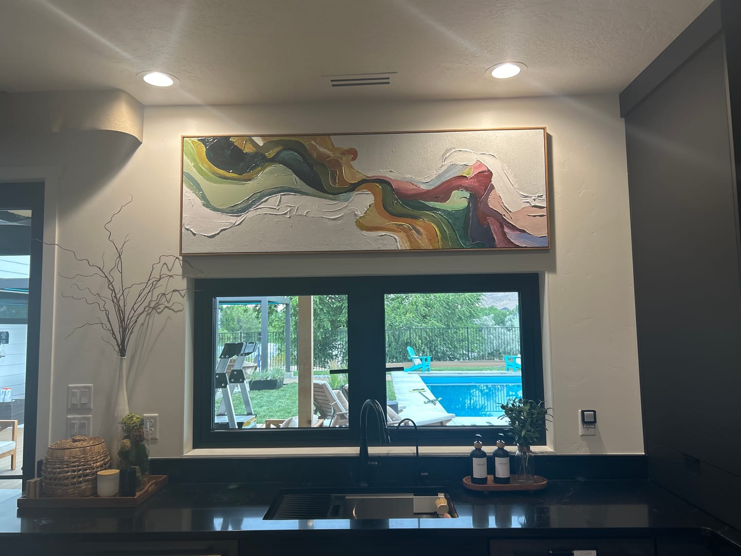 Customer photo review of Earth's Veins – Sculptural Texture Abstract Acrylic Painting | Wabi-Sabi Vintage Green Entryway Wall Art