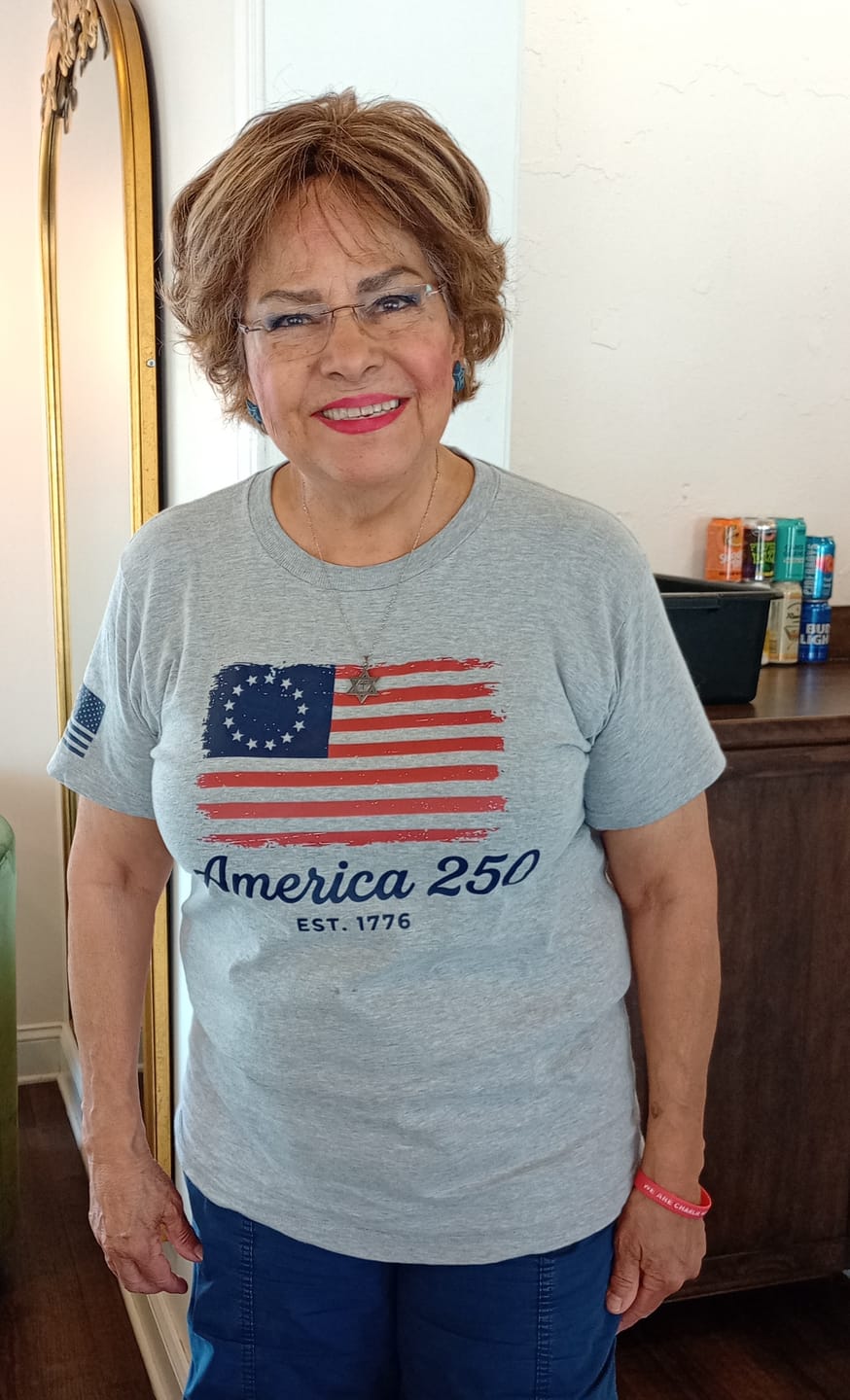 Customer photo review of America 250 Betsy Flag T-Shirt