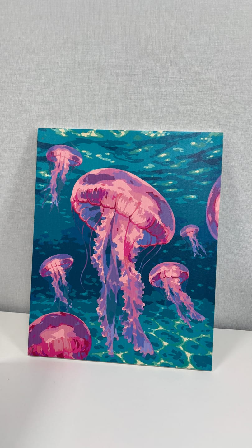 Customer photo review of Pink Jelly Fishes | Paint by Number