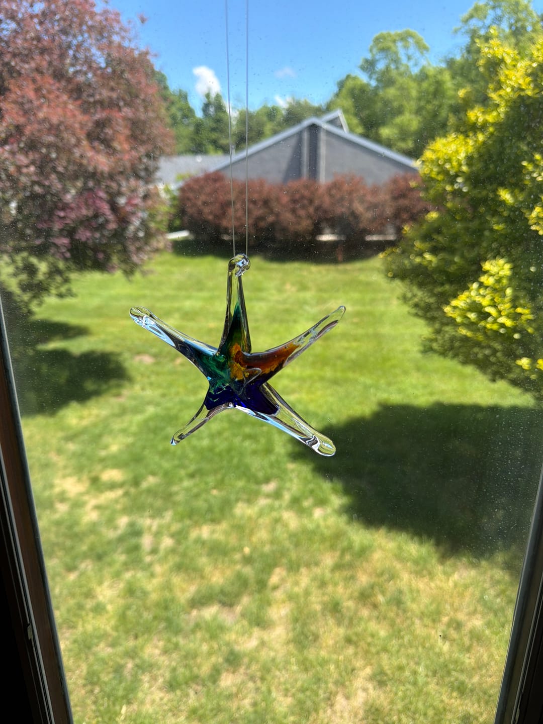 Customer photo review of Dichroic Starfish Suncatcher with Infused Cremains
