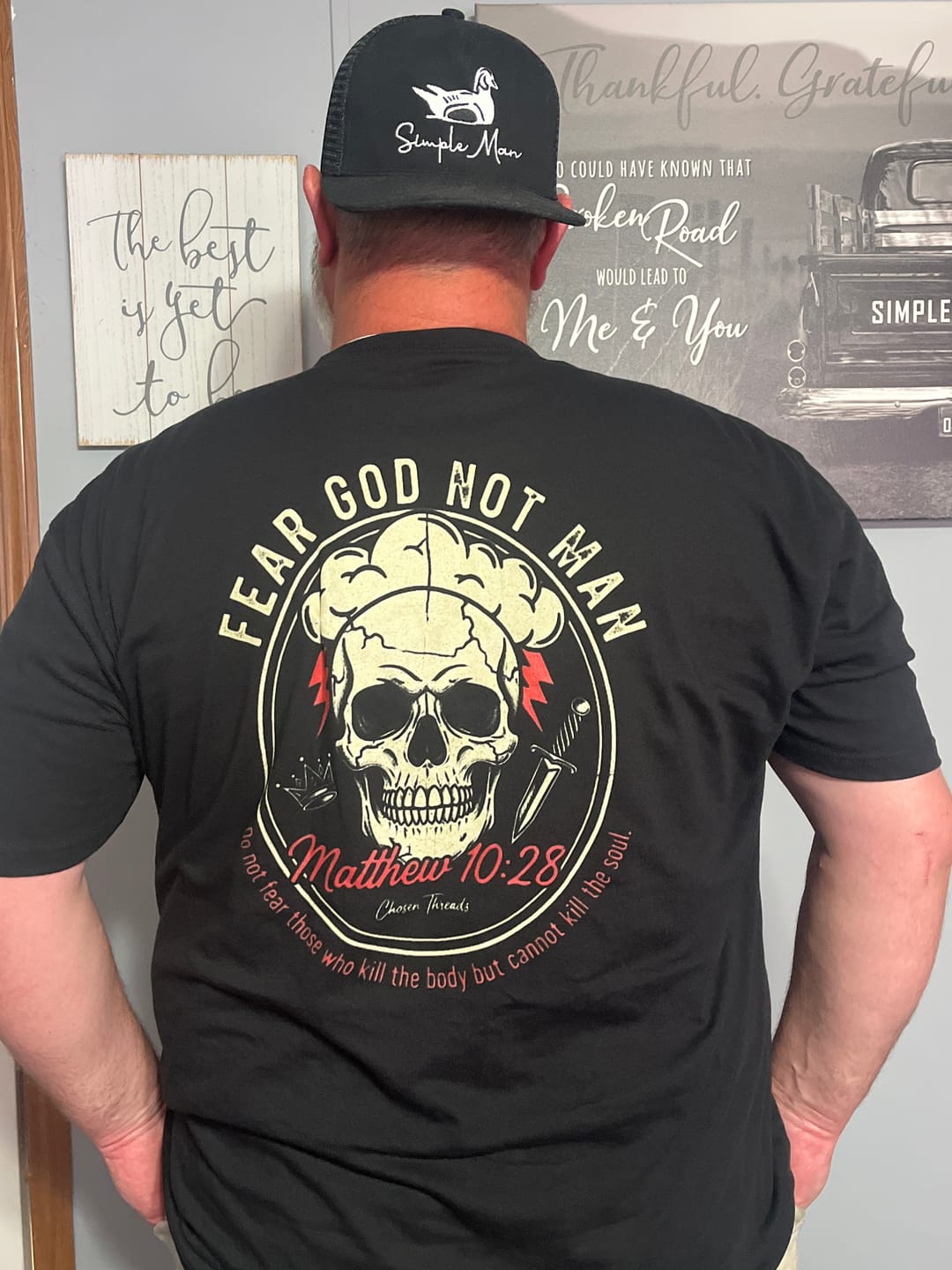 Customer photo review of Fear God Not Man Skull T-Shirt