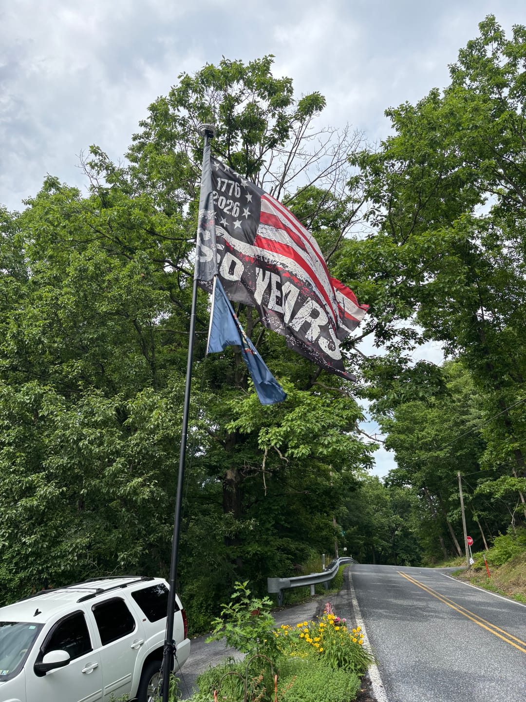 Customer photo review of 6x10 Huge 250 Years American Flag - 4 Times The Size of a Regular Flag!!! 1776-2026 Extra Large Distressed USA Banner