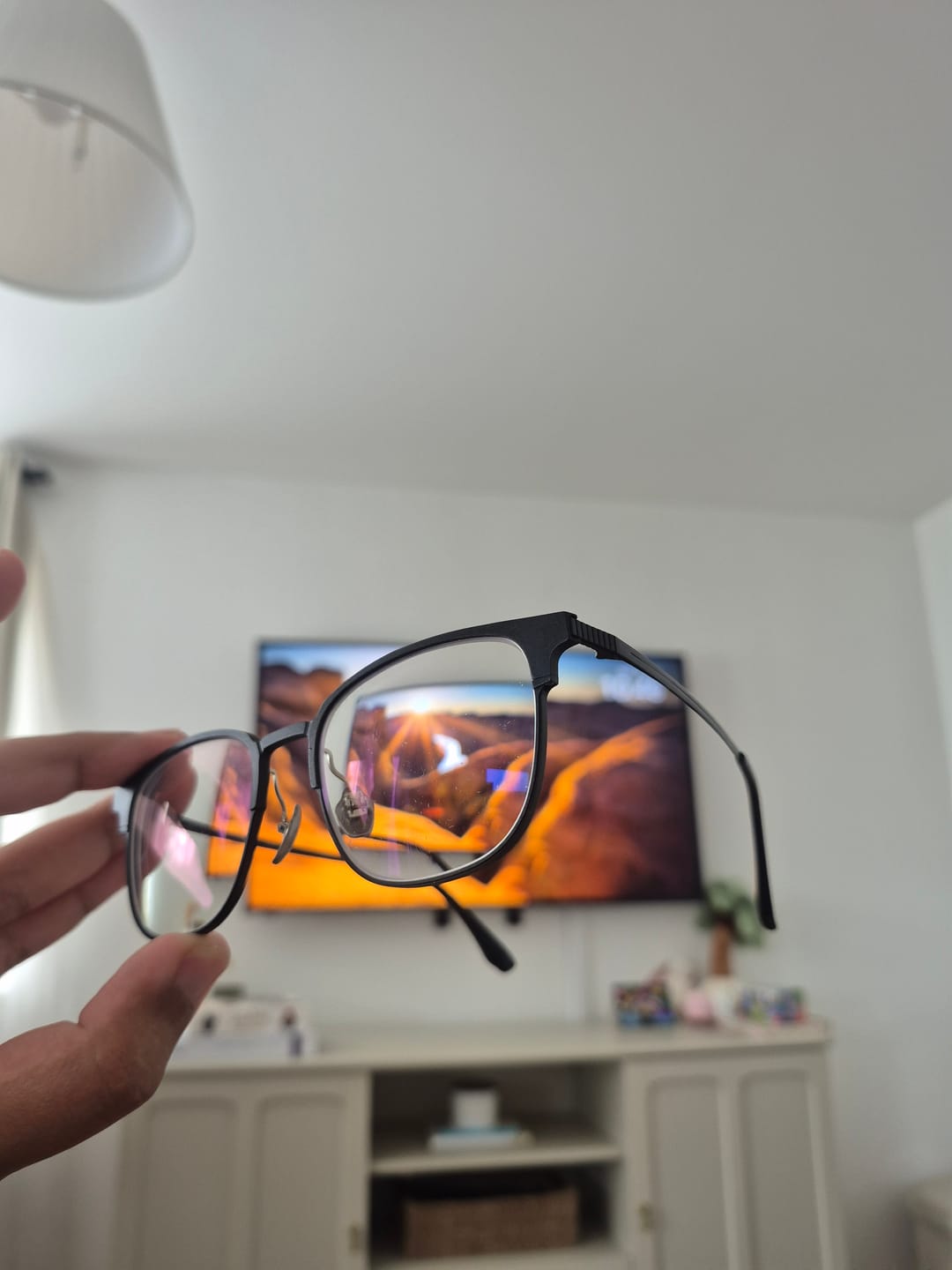 Customer photo review of Aron | Browline Titanium Magnetic Clip-on Eyeglasses Sunglasses | ZanyLen