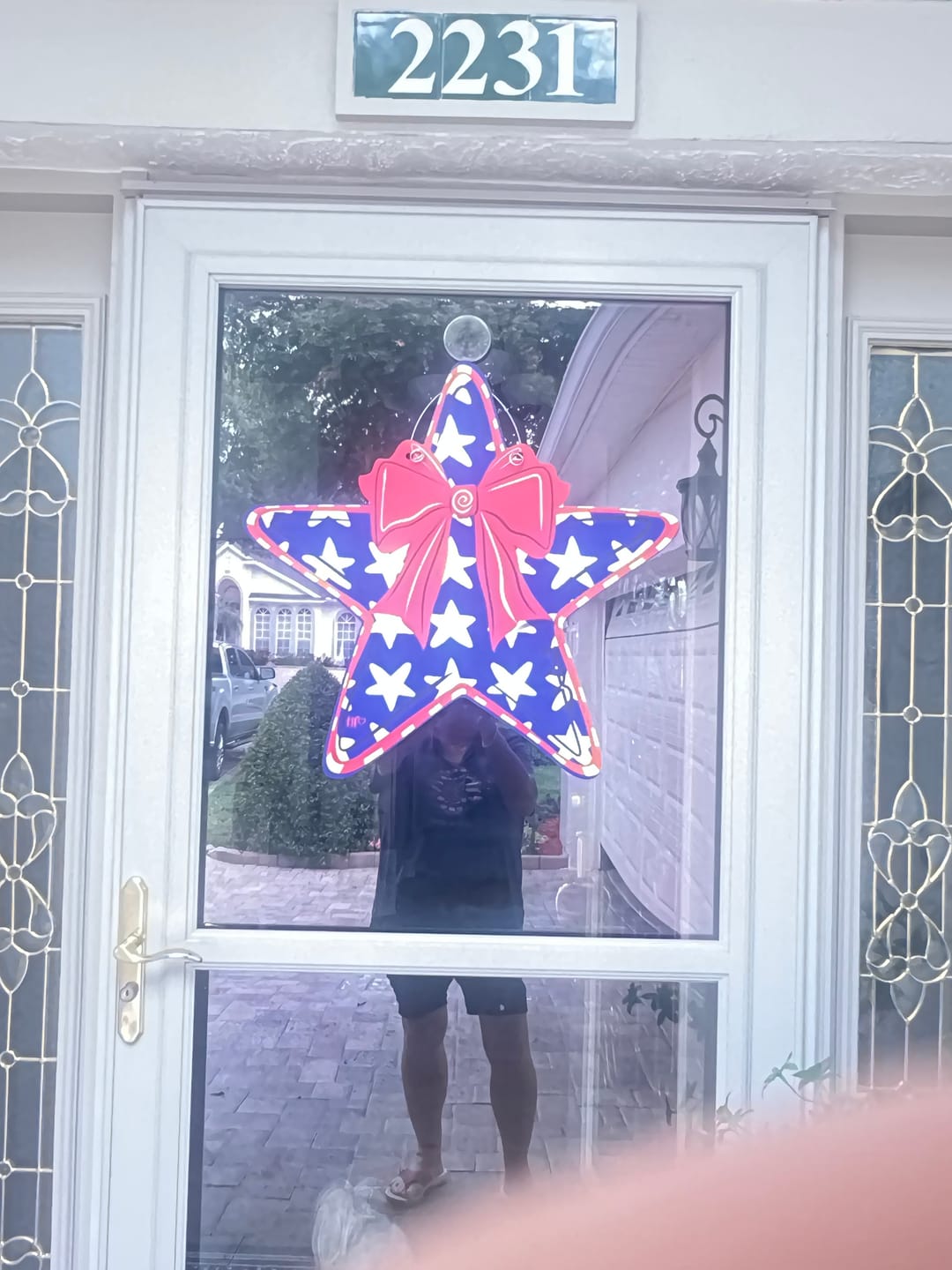 Customer photo review of Patriotic Star with Bow Door Hanger