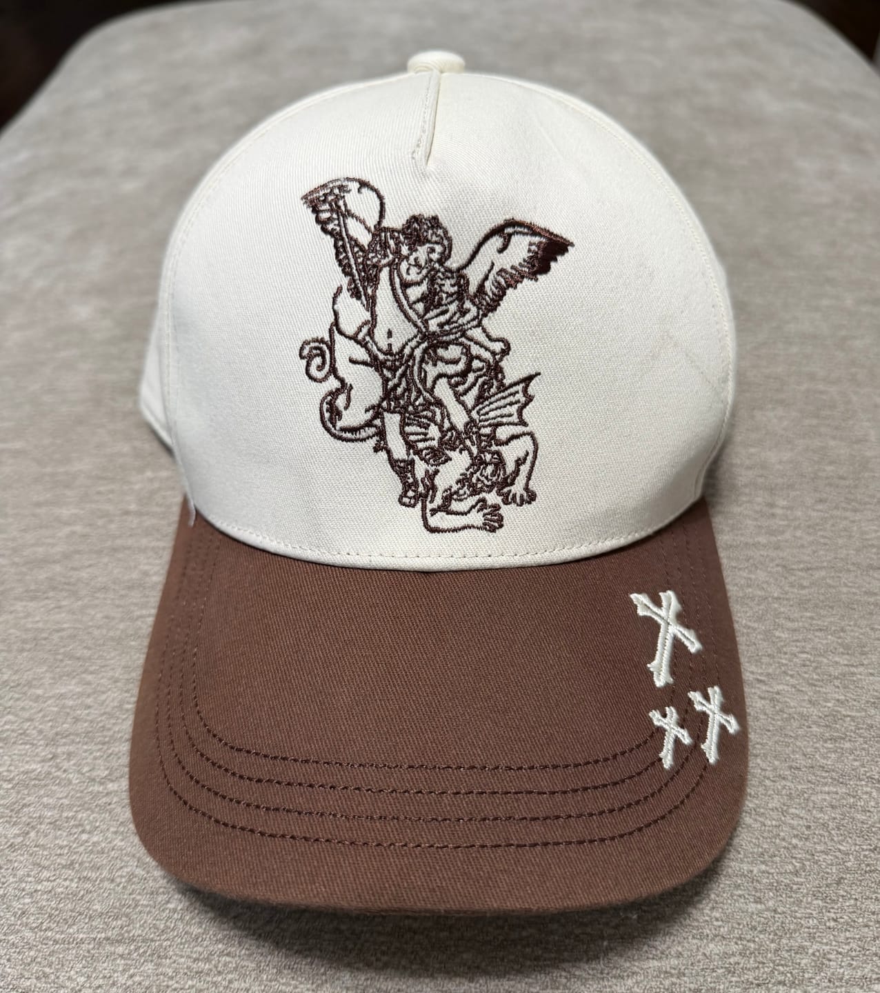 Customer photo review of Archangel Michael Cap - Brown and Beige