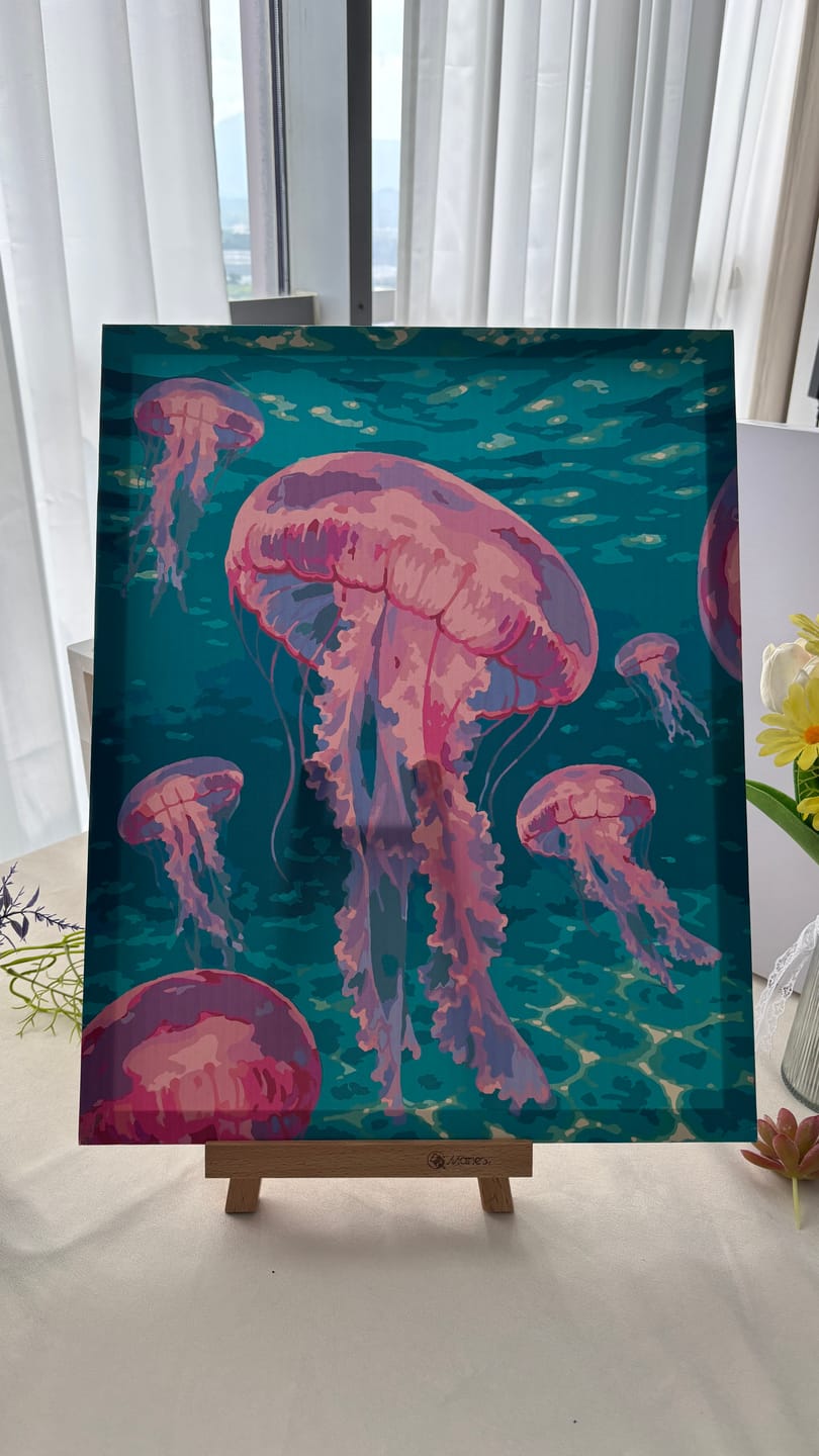 Customer photo review of Pink Jelly Fishes | Paint by Number