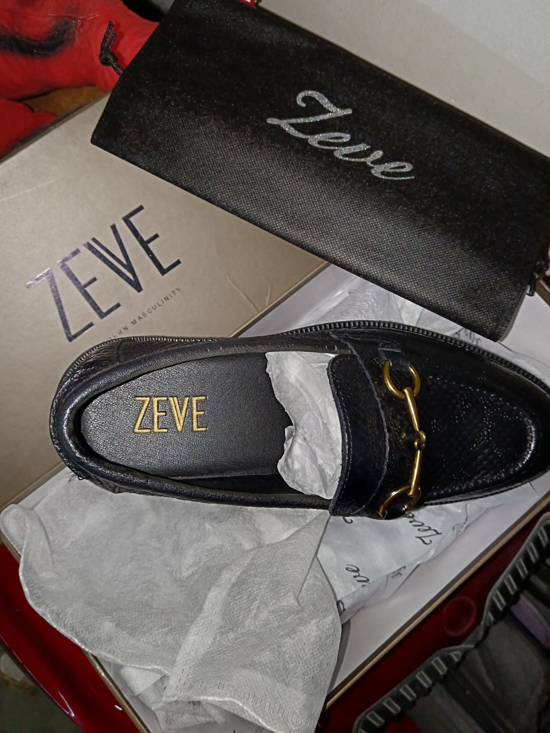 Customer photo review of Penny Loafer Horsebit Buckle - Black Phyton Leather (Combat Sole)