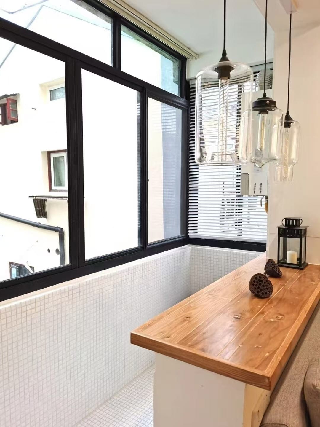 Customer photo review of Nordic Simple Clear Glass Pendant Lights, Black