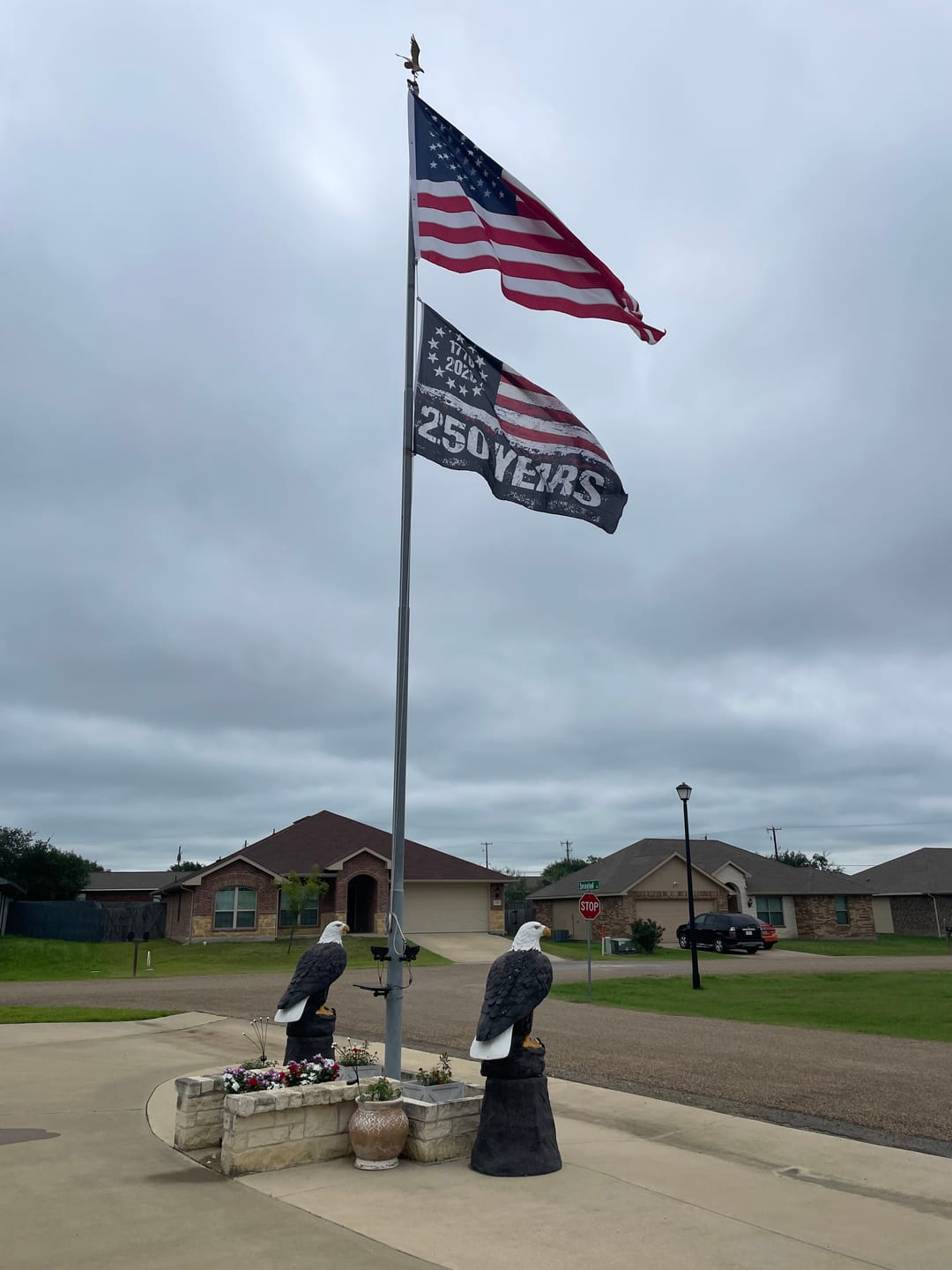 Customer photo review of 6x10 Huge 250 Years American Flag - 4 Times The Size of a Regular Flag!!! 1776-2026 Extra Large Distressed USA Banner
