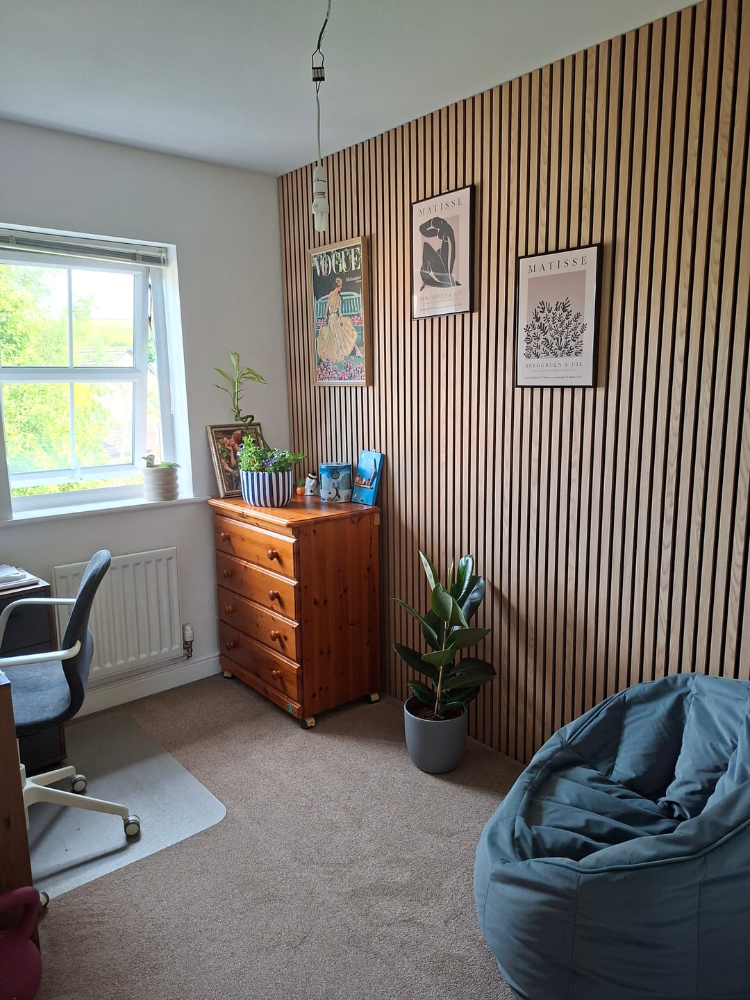 Customer photo review of SlatWall Acoustic Honey Oak Slatted Wall Panel