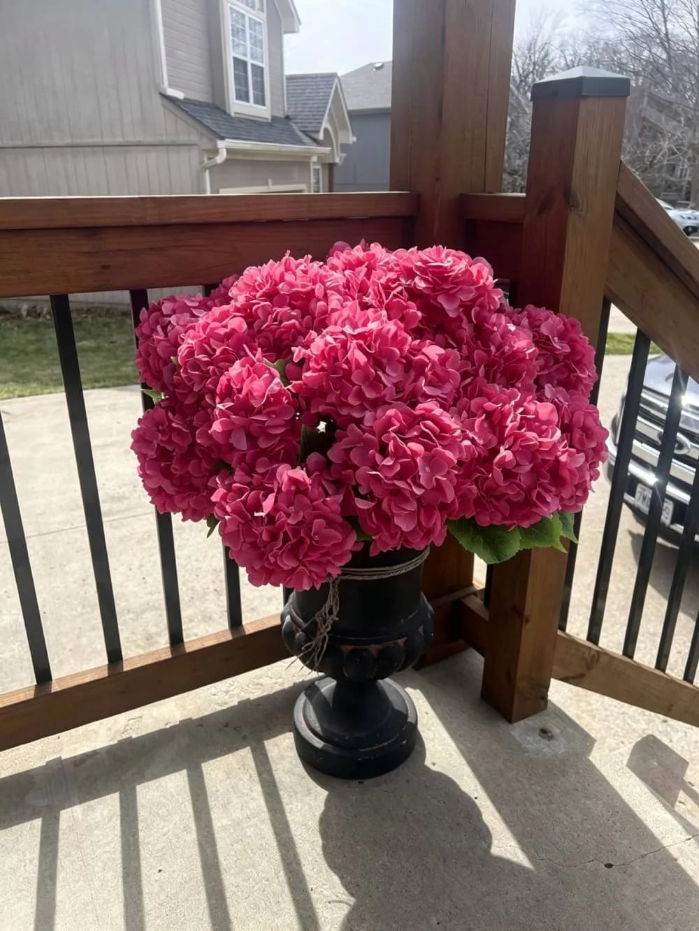 Customer photo review of Artificial Outdoor Hydrangea Flowers - UV resistant, Waterproof, Windproof