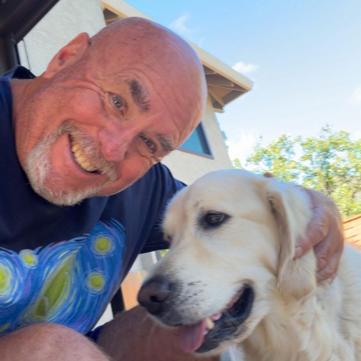 Customer photo review of Starry Night Golden Retriever T-shirt