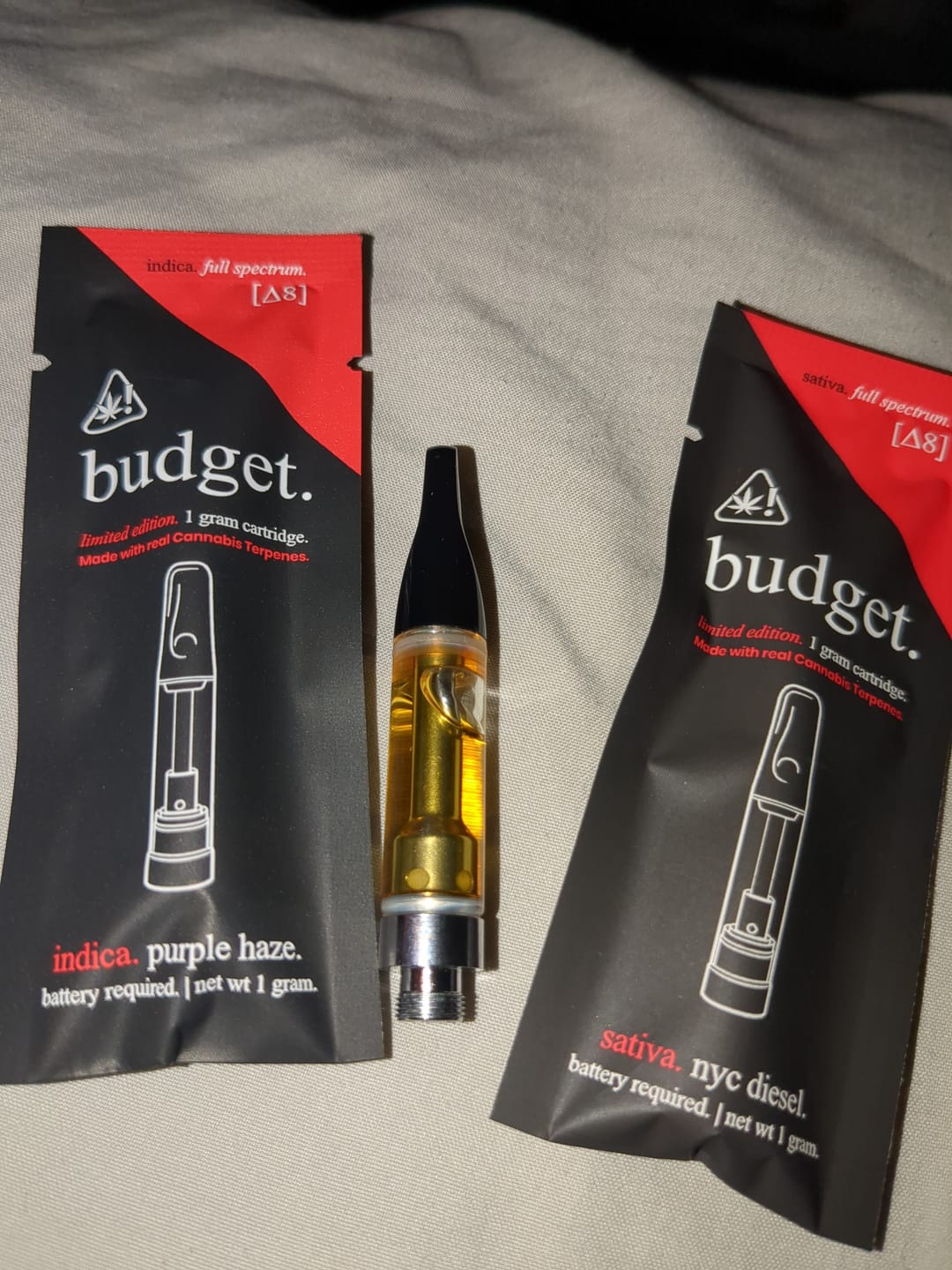 Customer photo review of 3pc Flavor Pack of 1 Gram Delta-8 THC Full Spectrum Vape Cartridge