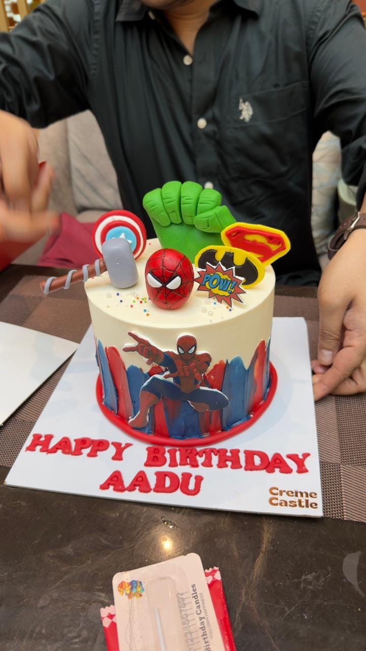Customer photo review of Spiderman Cityscape Cake