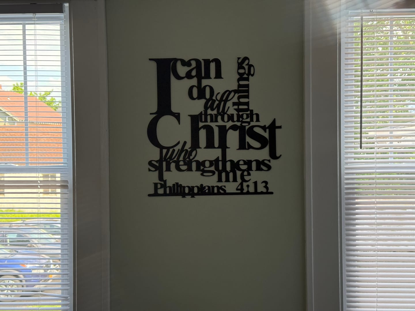 Customer photo review of Christianartworkshop Philippians 4:13 I Can Do All Things Metal Wall Decor: Christ’s Strength for Your Walls