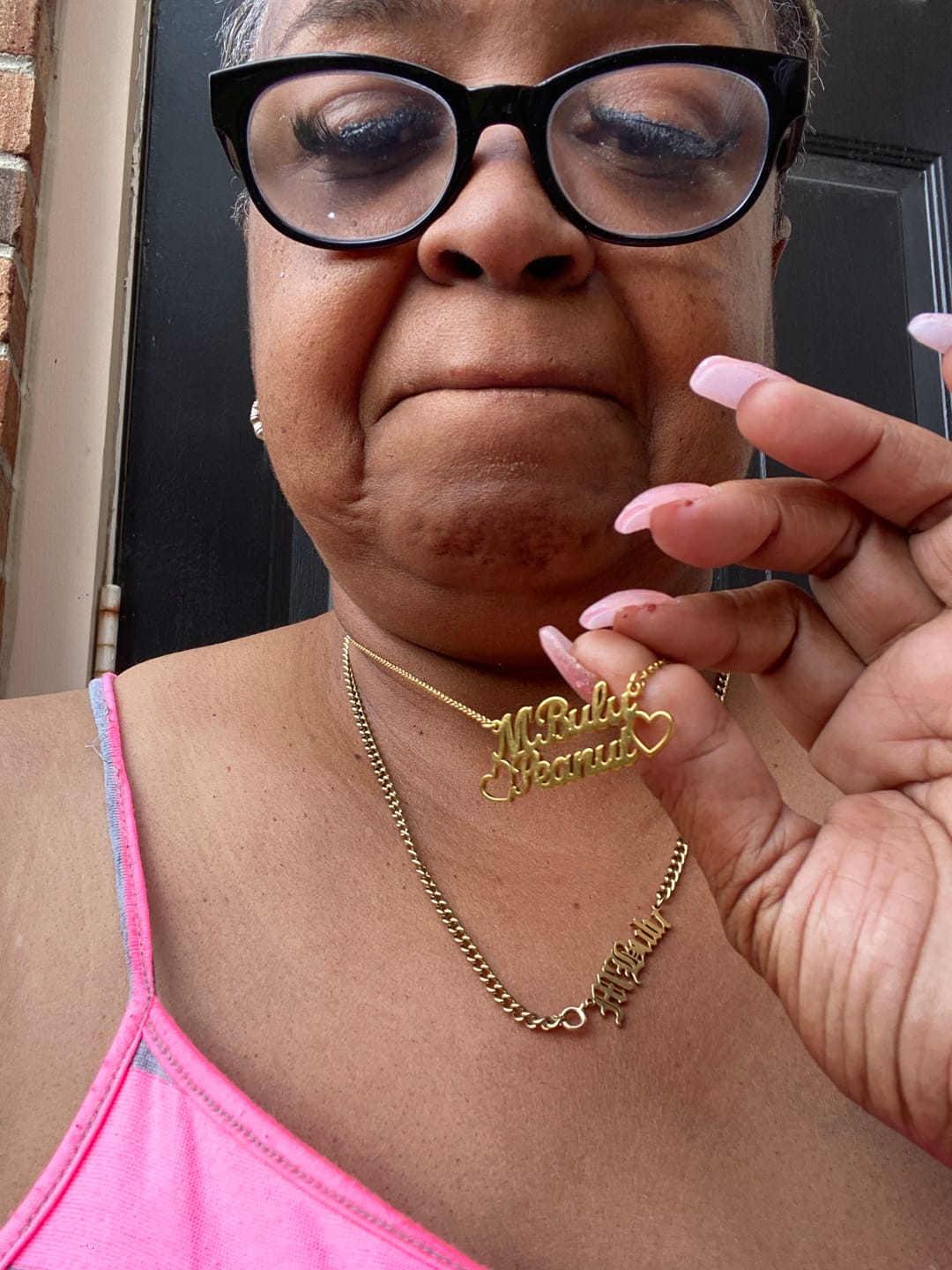 Customer photo review of Double Name Necklace