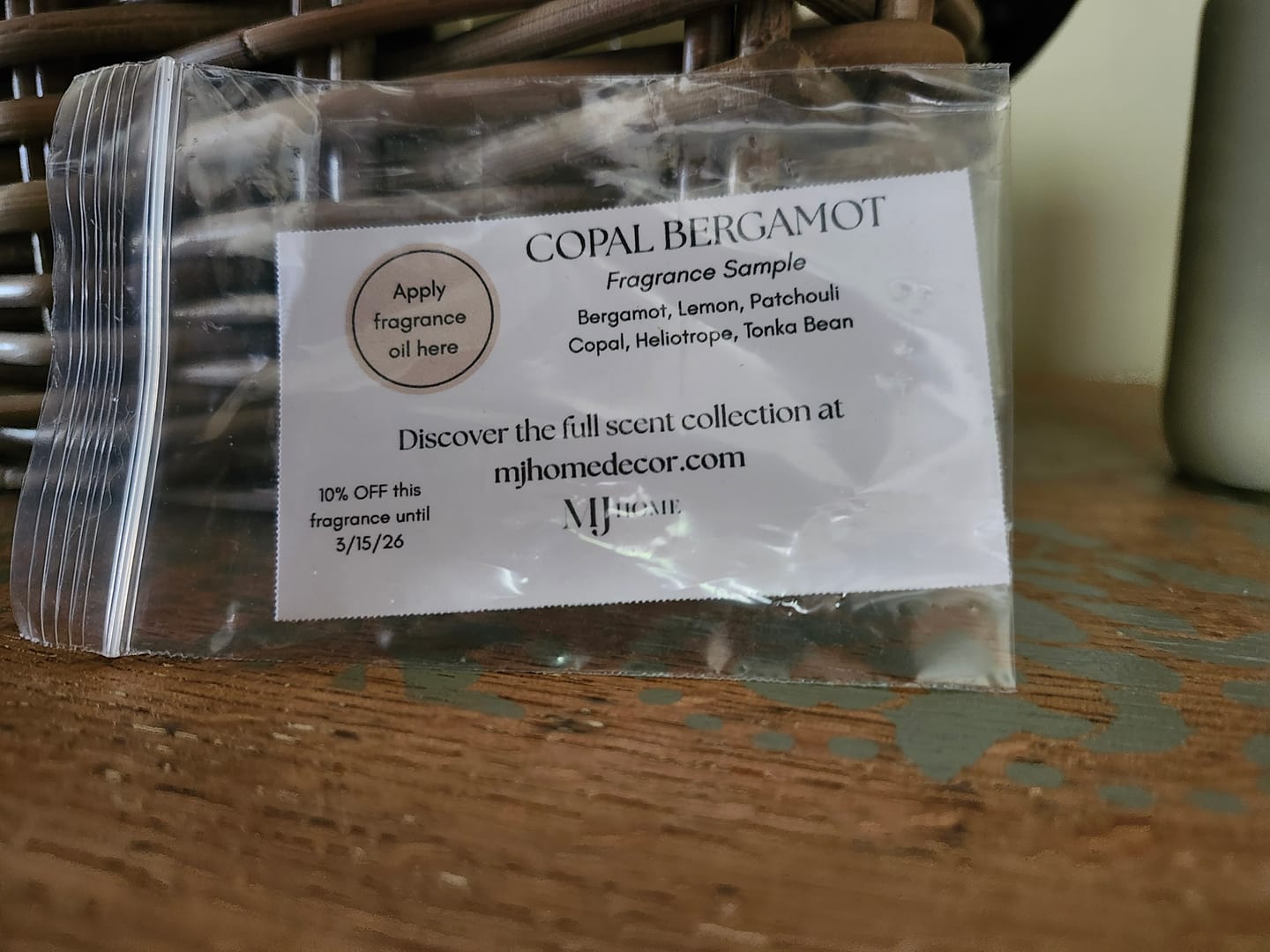 Customer photo review of Complimentary Fragrance Sample Card