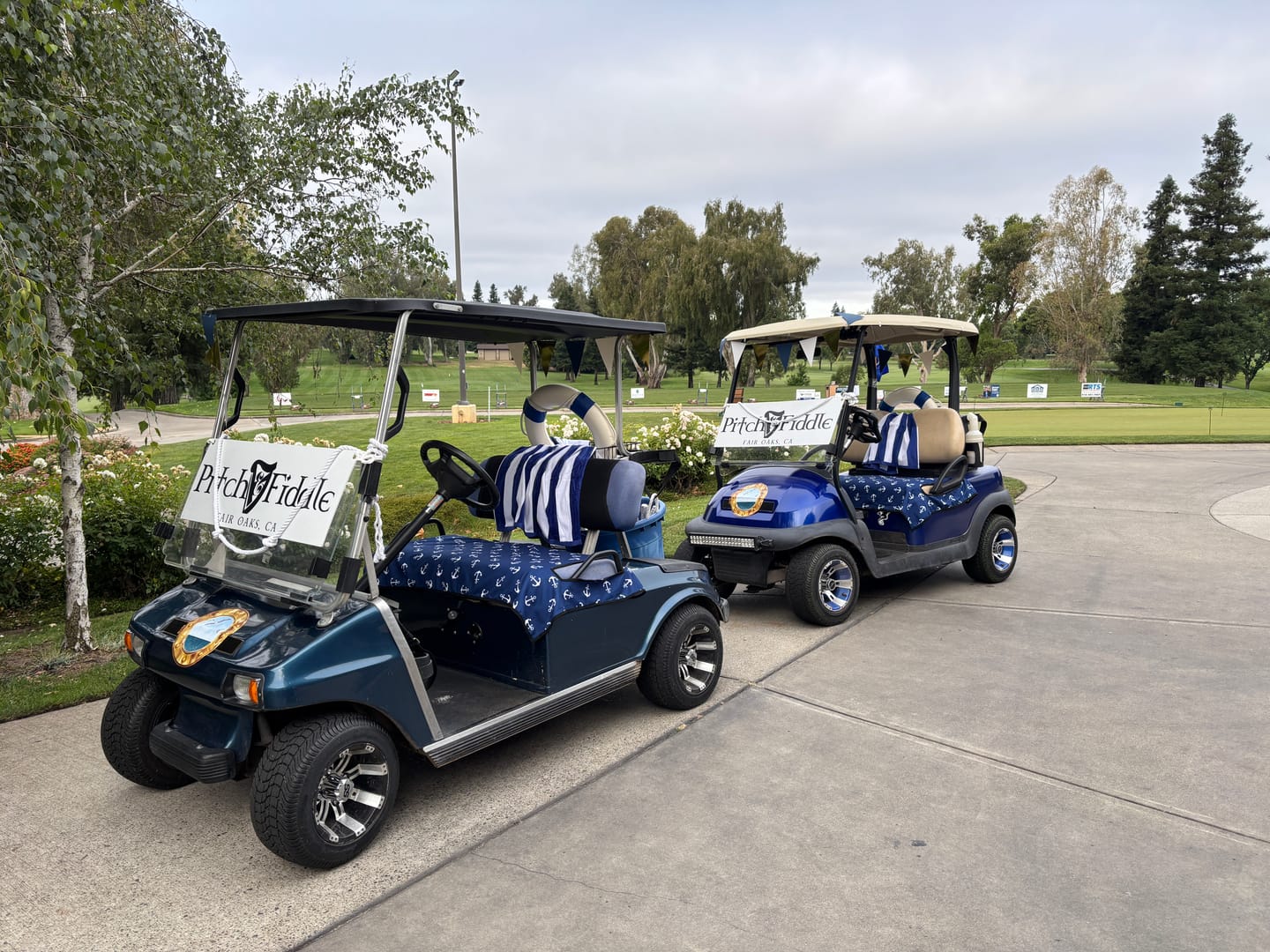 Customer photo review of Blue And White Anchor Pattern Print Golf Cart Seat Cover