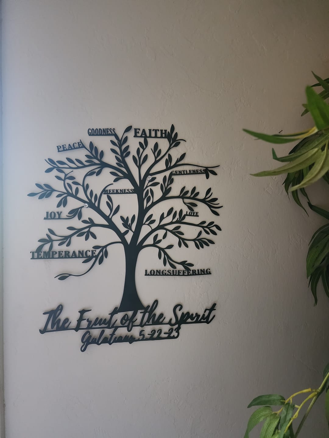Customer photo review of Christianartworkshop Fruit of the Spirit Tree Metal Wall Decor: Gentle Virtue for Home Spaces