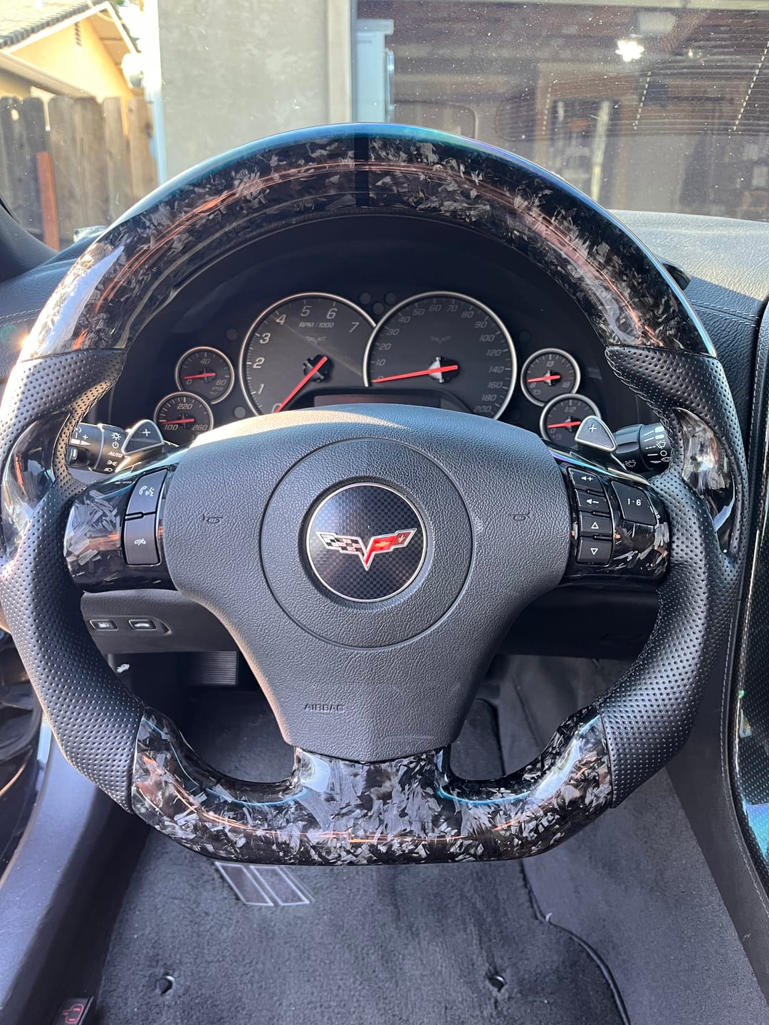 Customer photo review of Real Carbon Fiber Steering Wheel Button Trim Cover Frame Bezels interior Replacement part For Chevy Corvette C6 2006-2011 Only