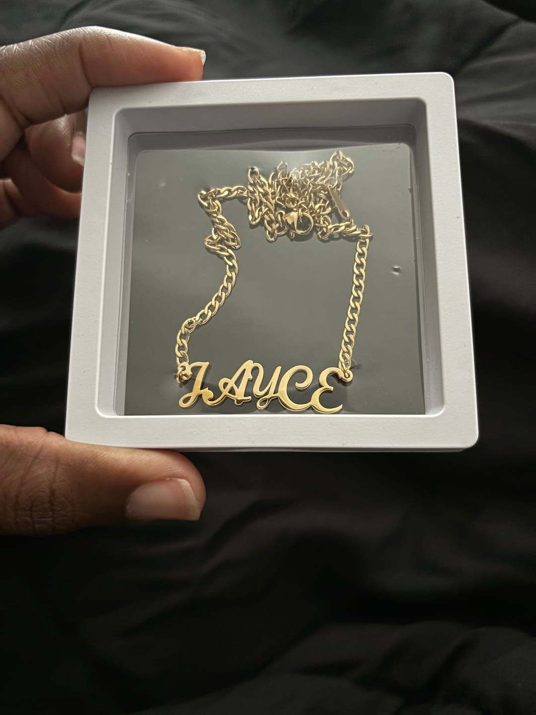 Customer photo review of Kids Custom Name Necklace w/ Cuban Chain