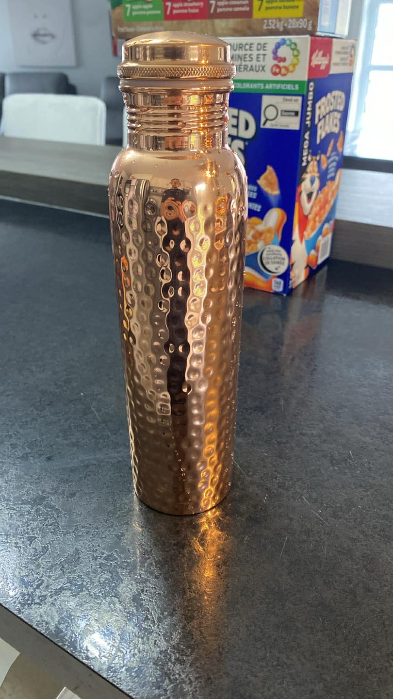 Customer photo review of Certified Ayurveda® Pure Copper Water Bottles - V2 Hand-Hammered Edition