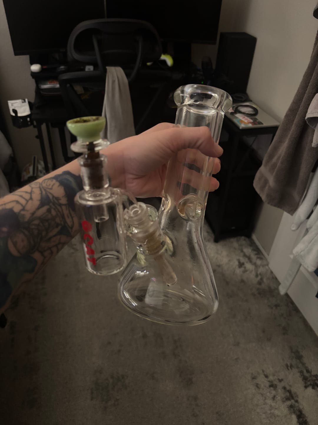Customer photo review of AFM Lucky Goat Color Glass 3″ Dry Ash Catcher 14mm Male/ 18mm Male