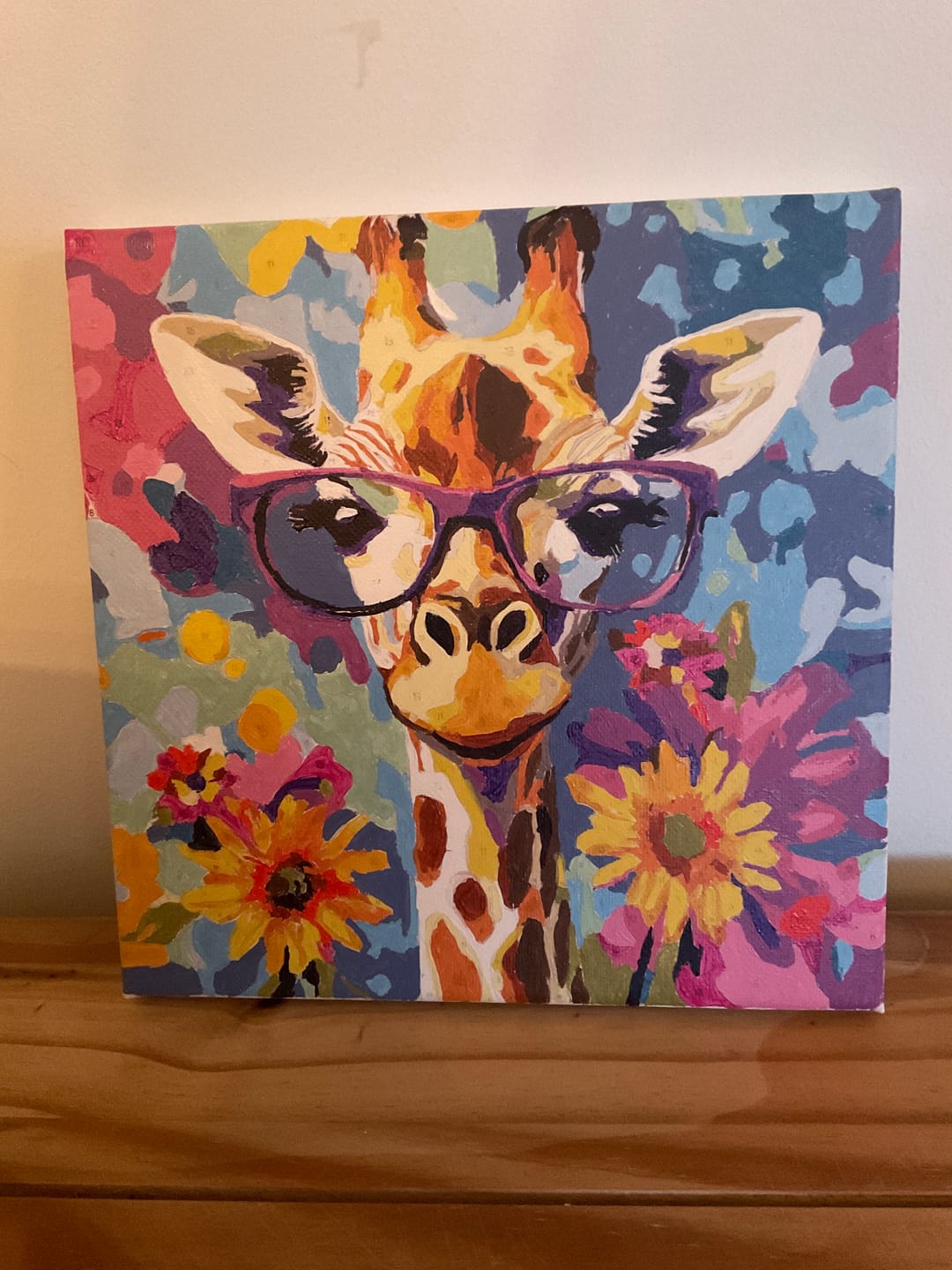 Customer photo review of Mini Paint by Number with Frame - Cool Giraffe with Flowers