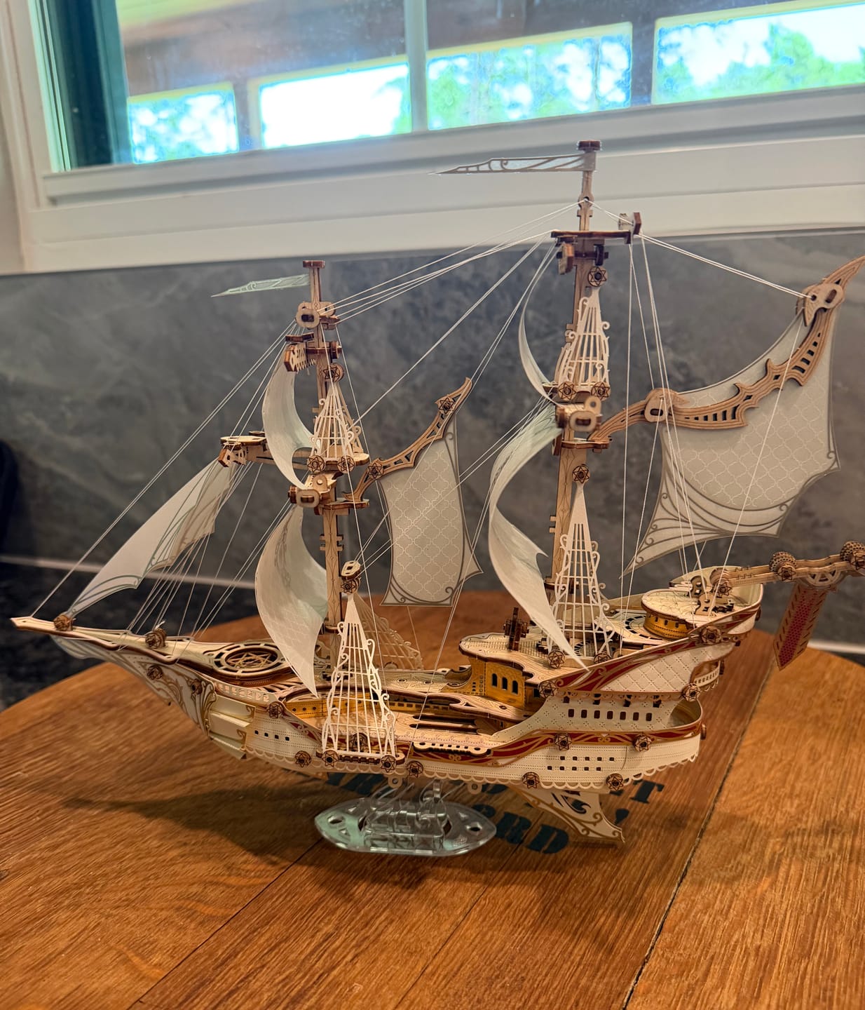 Customer photo review of Rokrgeek  Fantasy Elf Ship DIY 3D Wooden Puzzle Kit