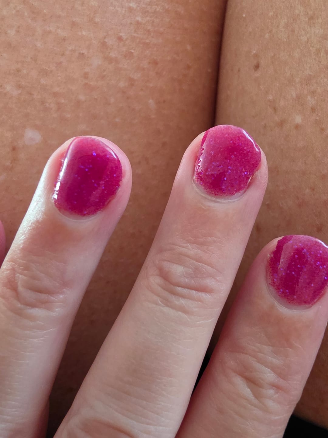 Customer photo review of Candy Pink Glitter Dipping Powder