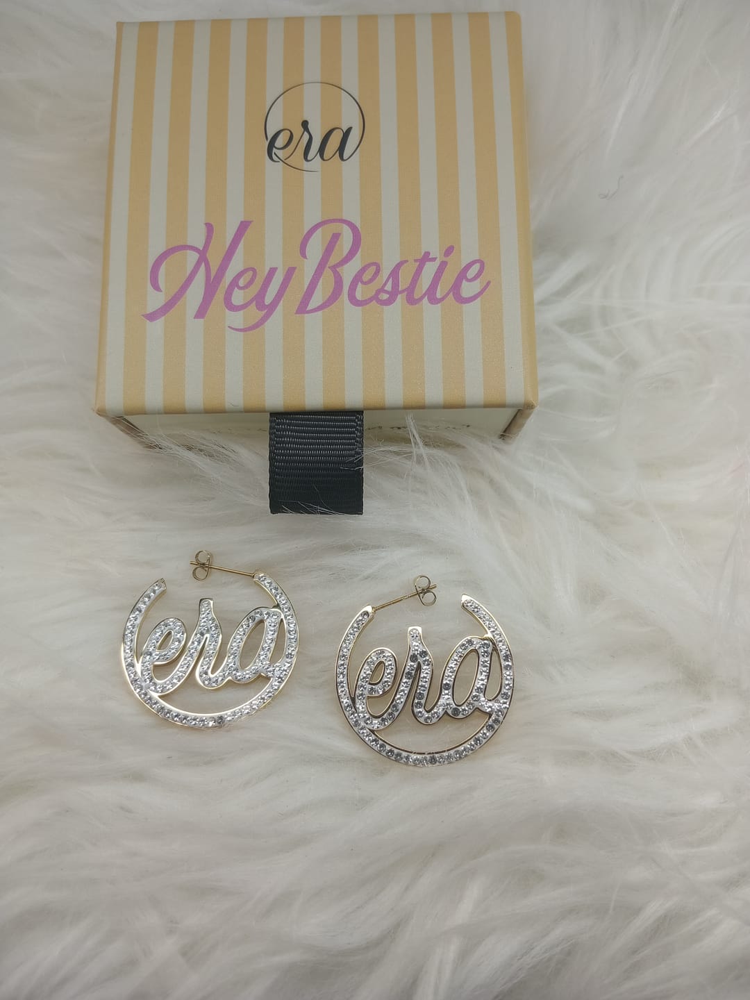 Customer photo review of Gold Luxe Mini Logo Hoops