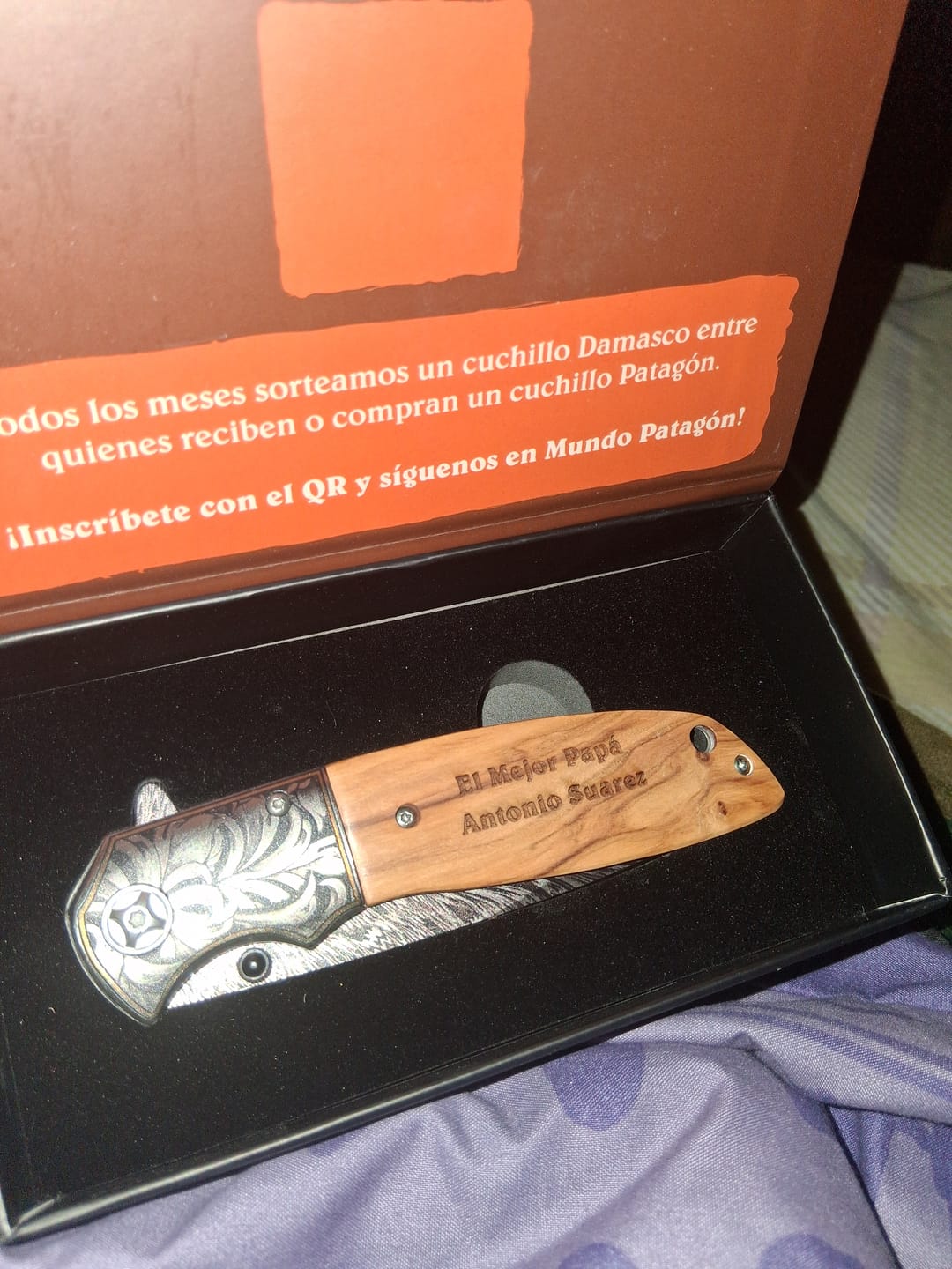 Customer photo review of Corta pluma plegable Acero Inox. Recubierto PATAGÓN - DAMASQUINADA