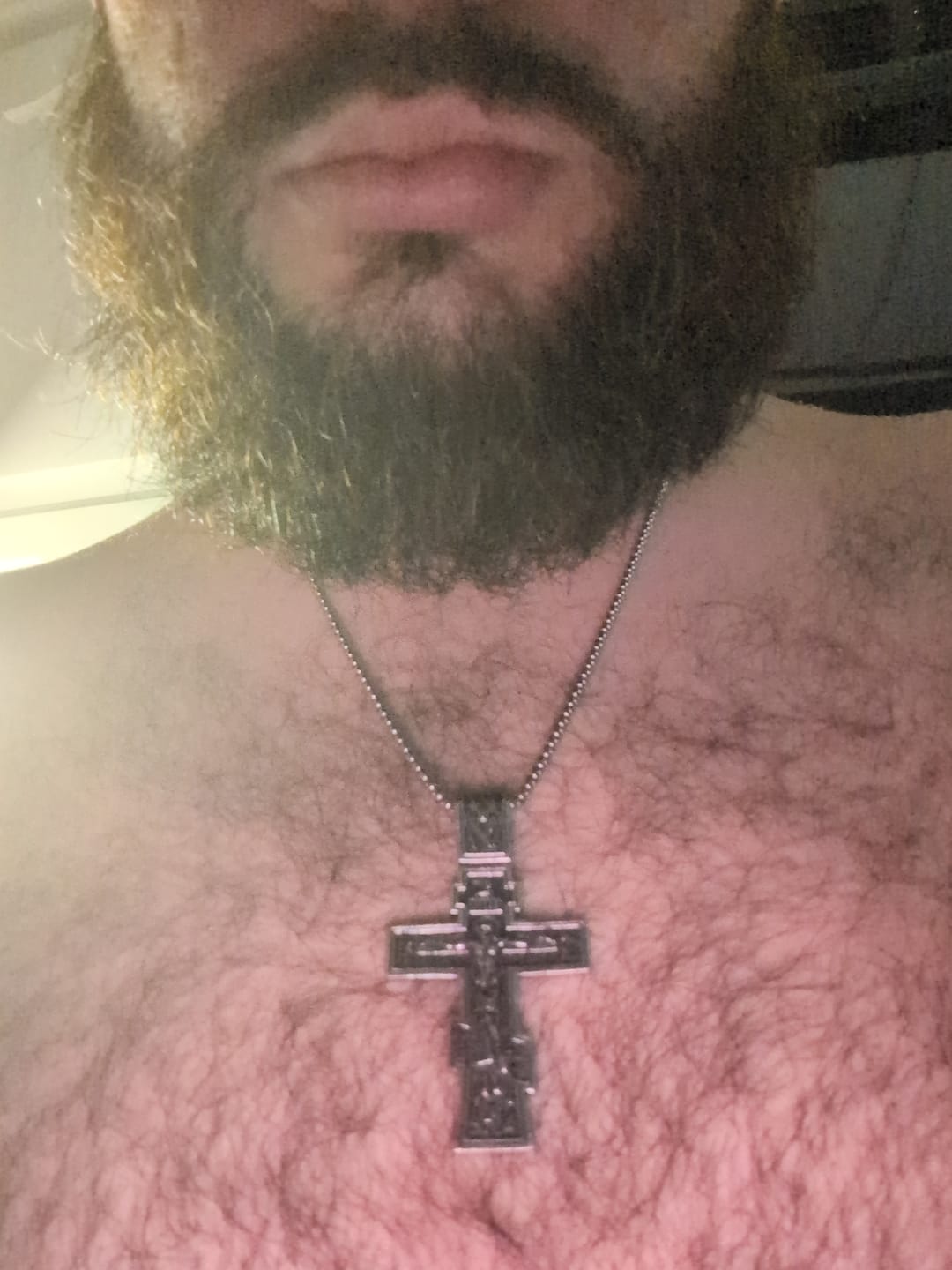 Customer photo review of DARK JESUS CROSS.