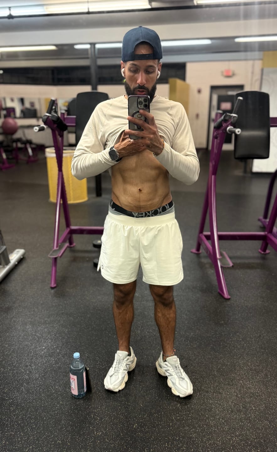 Customer photo review of Essentials Long Sleeve Athletic Fitted Tee