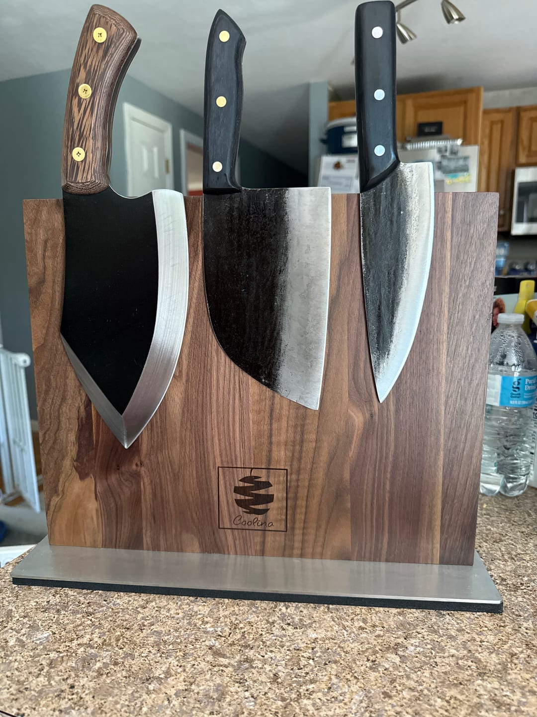 Customer photo review of FREE Walnut Magnetic Knives Holder
