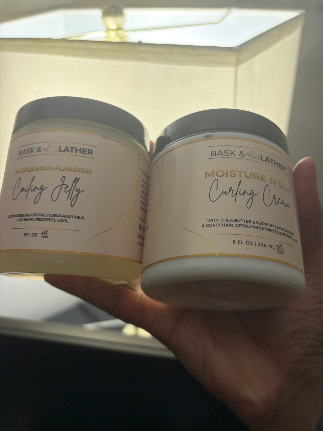 Customer photo review of Moisture N Slip Curling Cream + Aloquench N' Flax Seed Coiling Jelly Duo