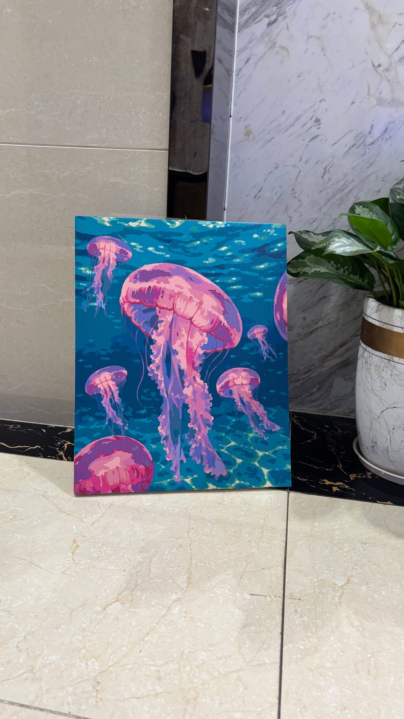 Customer photo review of Pink Jelly Fishes | Paint by Number