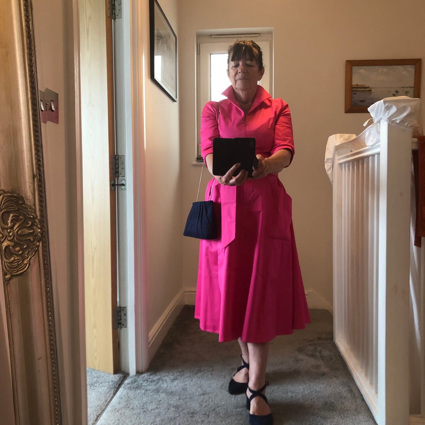 Customer photo review of The 'Zip Pocket' Dress in Fuchsia