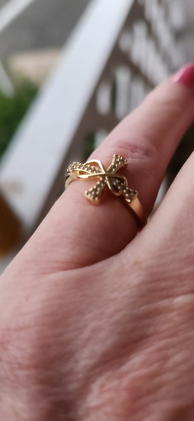 Customer photo review of FREE Today: Golden/Silver Mobius Cross Ring: Carry His Grace in Daily Wear