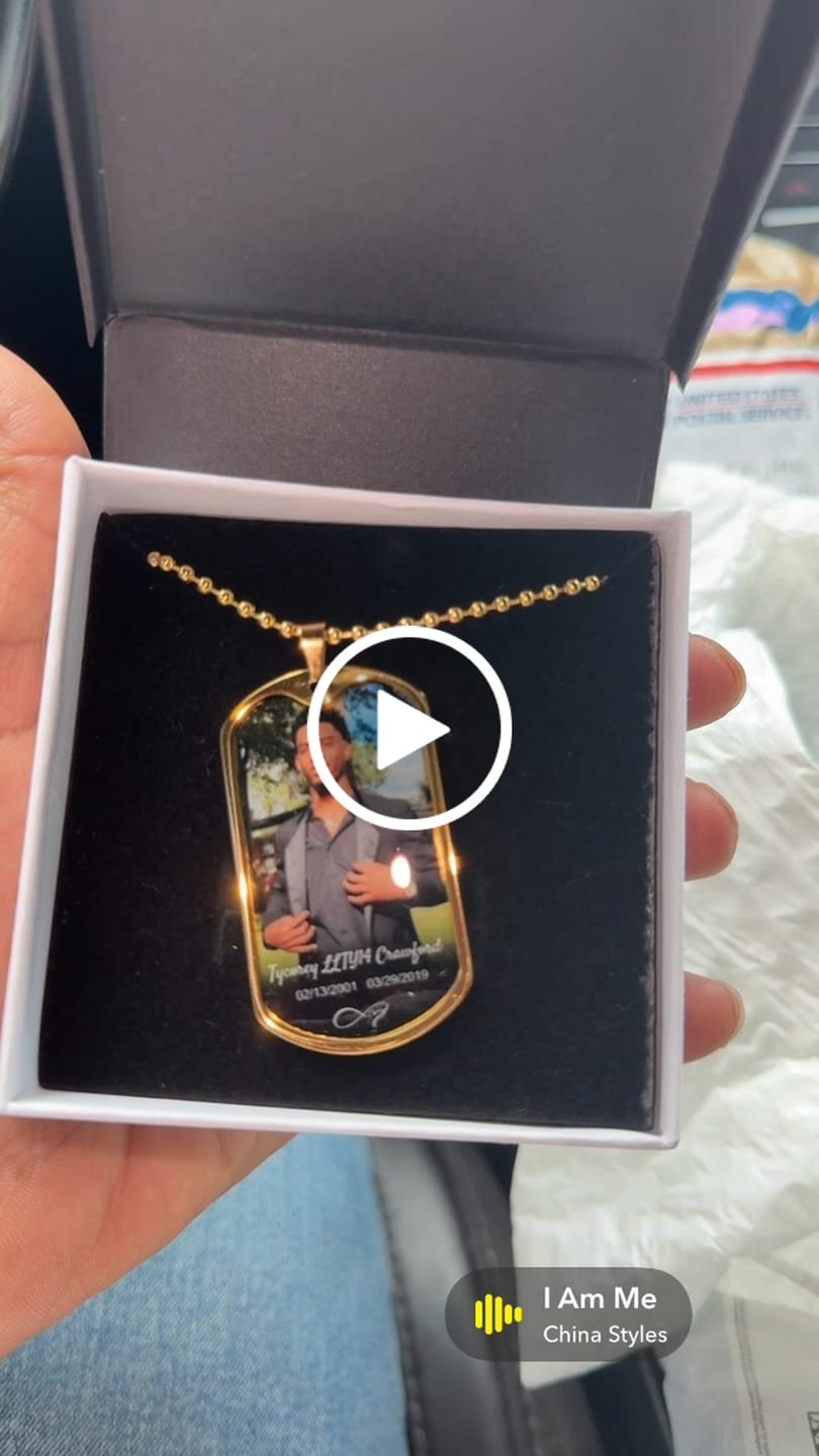 Customer video review of Custom Name Photo Dog Tag Memorial Necklace