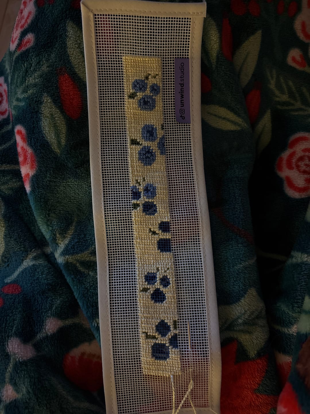 Customer photo review of Blueberries Key Fob Needlepoint Kit