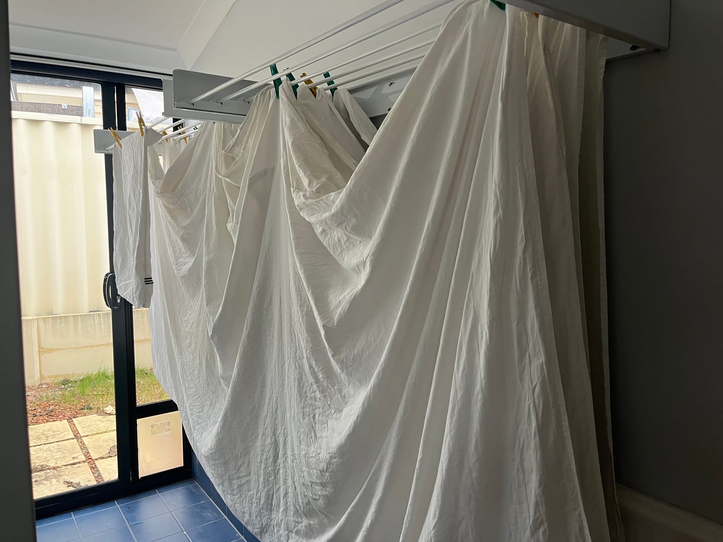 Customer photo review of Wall Mounted Drying Rack - Foldable Indoor and Outdoor Drying Rack