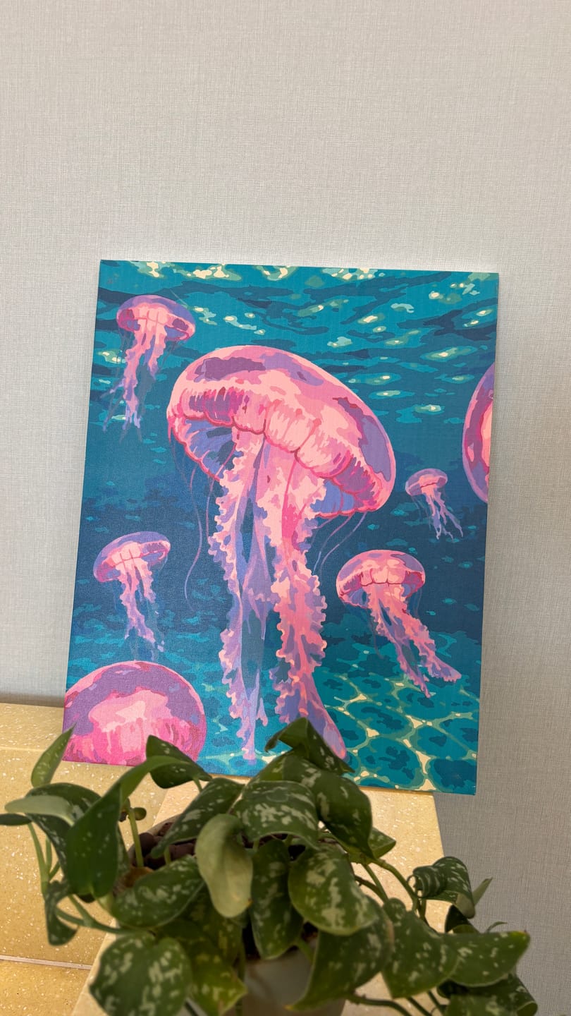 Customer photo review of Pink Jelly Fishes | Paint by Number