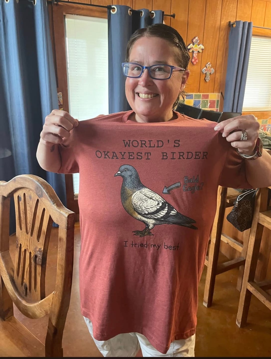 Customer photo review of World's Okayest Birder Tee