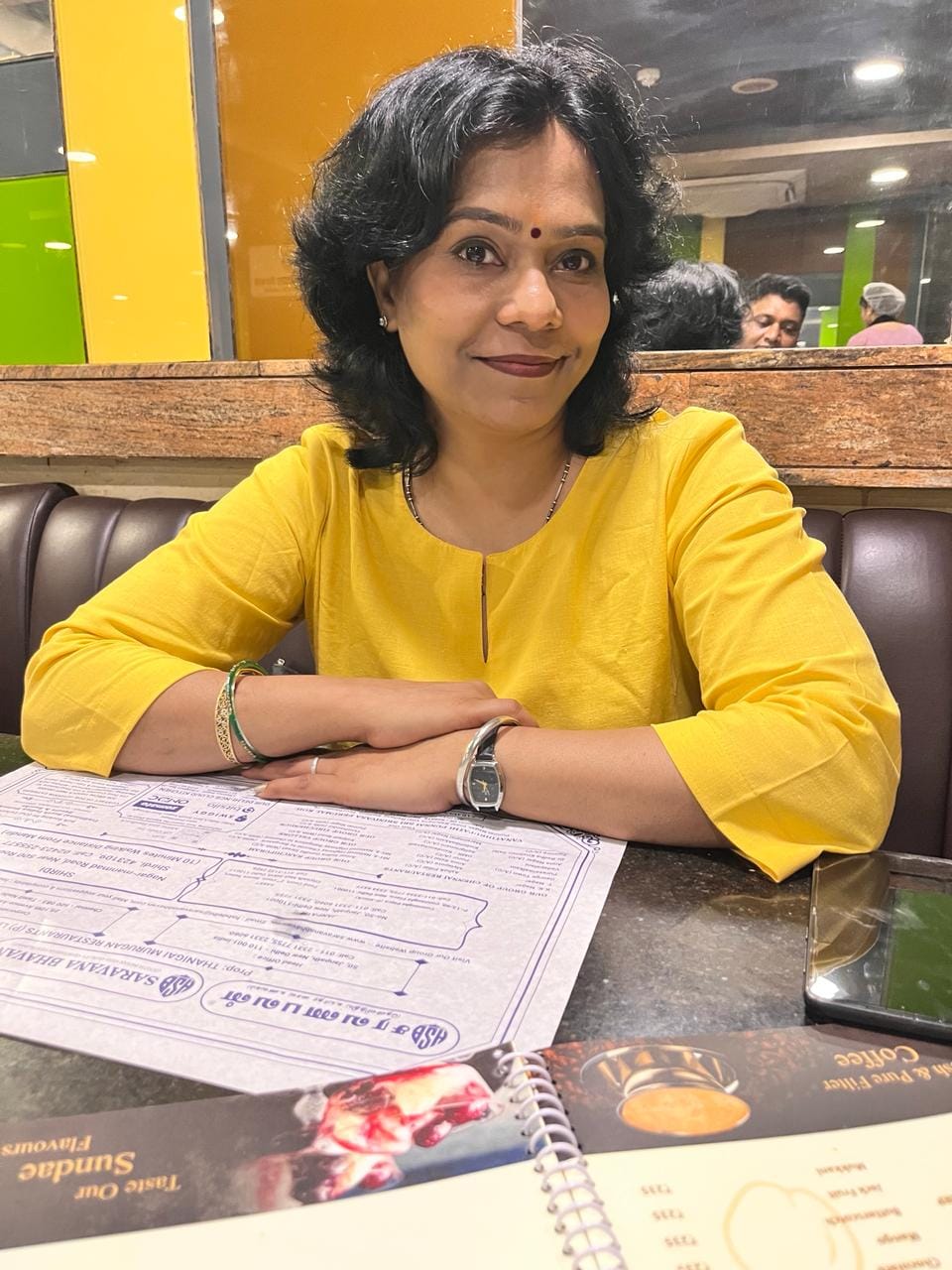 Customer photo review of Women Yellow Airy Linen Split Neck Short Kurta