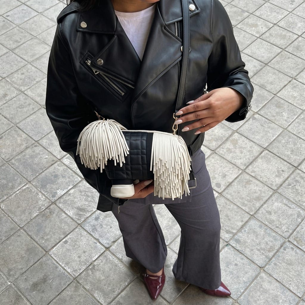 Customer photo review of Fringe Pup Couture Bag