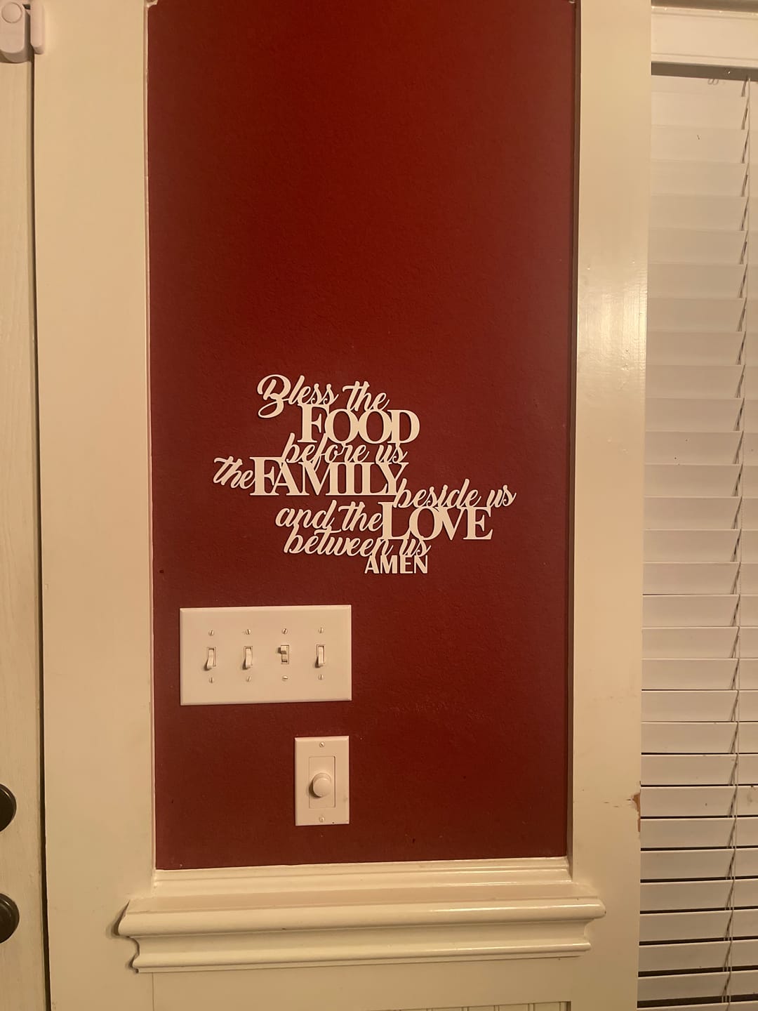 Customer photo review of Christianartworkshop Bless the Food Before Us Metal Wall Decor: Perfect Dining Room Decor